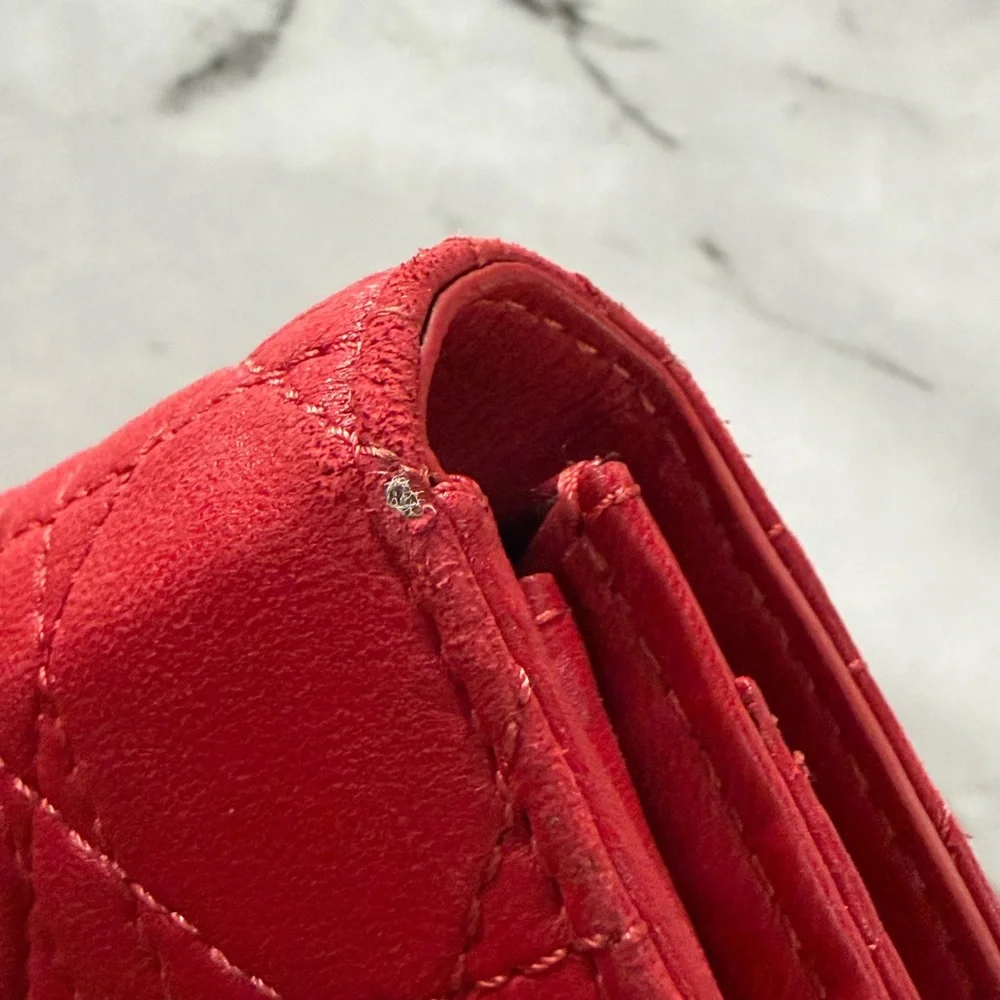 Dior Red Quilted Cannage Lambskin Wallet with Gold Hardware